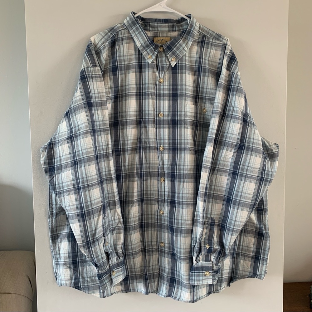 Plaid Dress Shirt Button Down Long Sleeve Collared Blue Mountain Mens Size 3XL